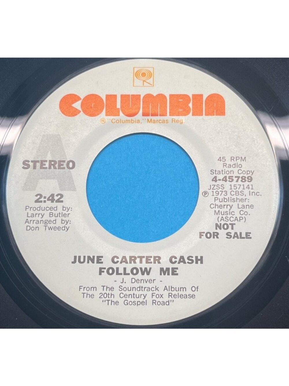 June Carter Cash Follow Me / The Lights of Magdala 45 Vinyl 1970s Country Promo